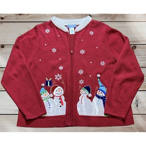 Womens Classic Elements Christmas Sweater Size XL Snowman Holiday Classic Modern - Picture 1 of 11